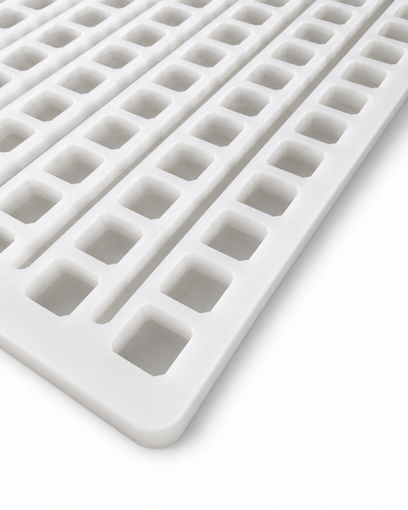 Moule à gummies cubes de 2.3 mL pour déposeuse universelle, 136 cavités — vue en angle
