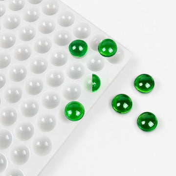 2.6 mL halfronde gummivorm, 202 holtes, gevuld met doorschijnende groene gummies