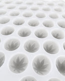 Close-up of the leaf-shaped cavities in a 3.1mL silicone gummy mold