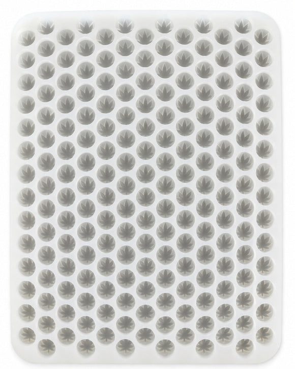 3.1mL leaf gummy mold with 185 cavities shown at a top angle on a white background