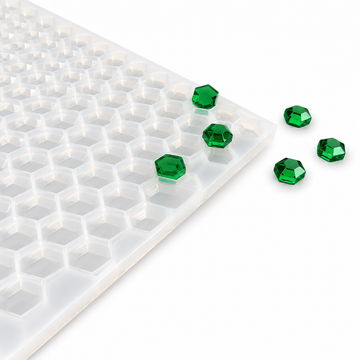 3 mL zeshoekige edelsteen-gummivorm, 263 holtes, met smaragdgroene gummies