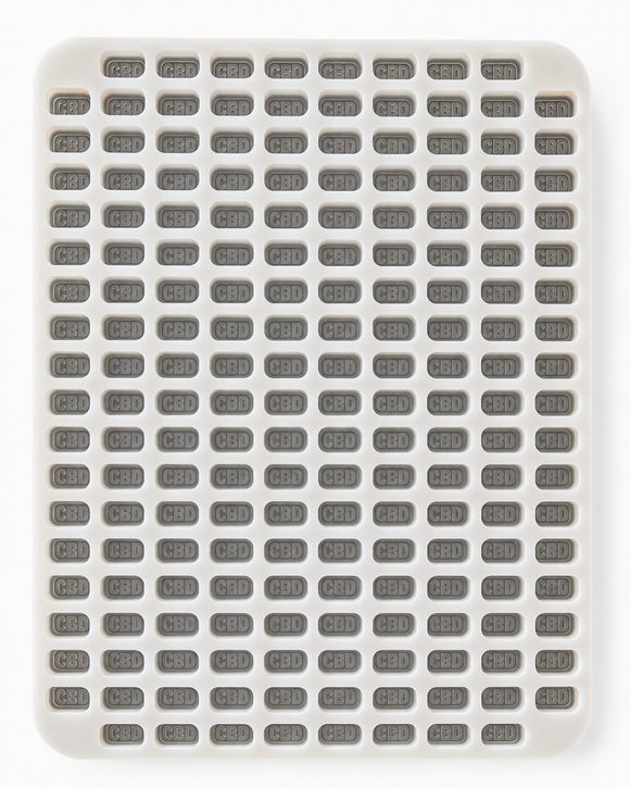 4mL brick gummy mold with 185 cavities, overhead view
