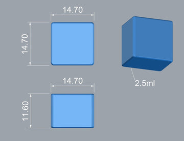 2.5 mL siliconen gummivorm voor kubusgummies in half-sheetformaat, 180 holtes