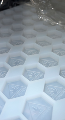 Full view of 4.6mL hexagon silicone gummy mold for commercial production